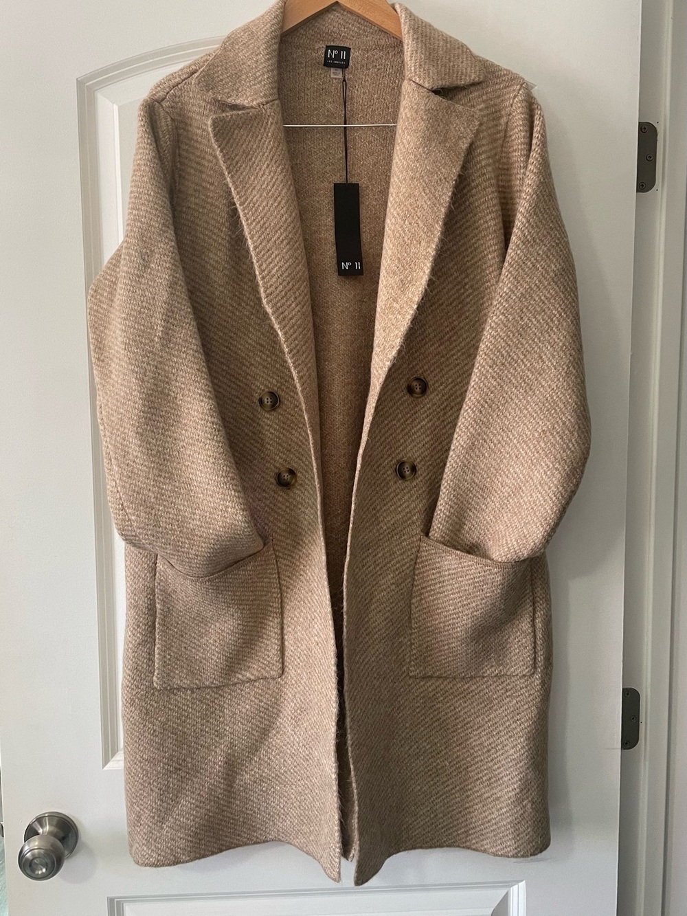 No. 11 Los Angeles (DailyLook) Light Brown Chevron Coatigan in Size XL NWT